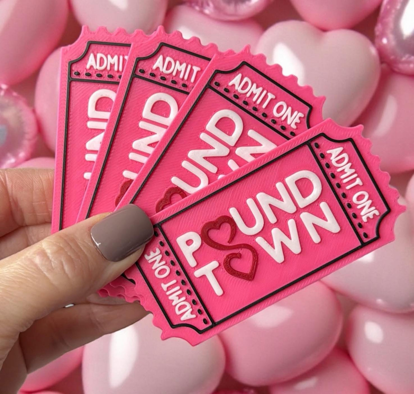 3D Printed Pound Town Tickets - Pink 4ct