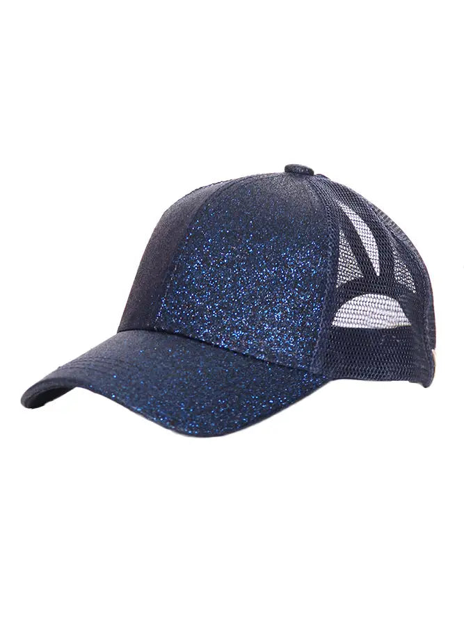 C.C. Kids Glitter Fabric with Mesh Pony Cap