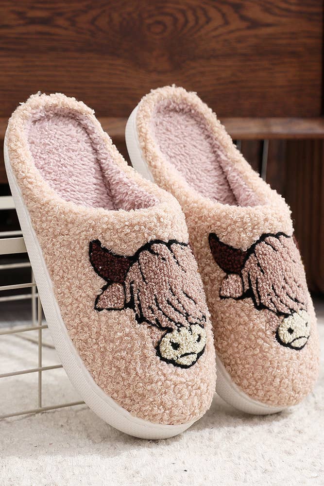 Western Bull Knit Plush Slippers ZK923