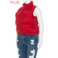 PLUS Nylon High Neck Faux Down Puffer Vest