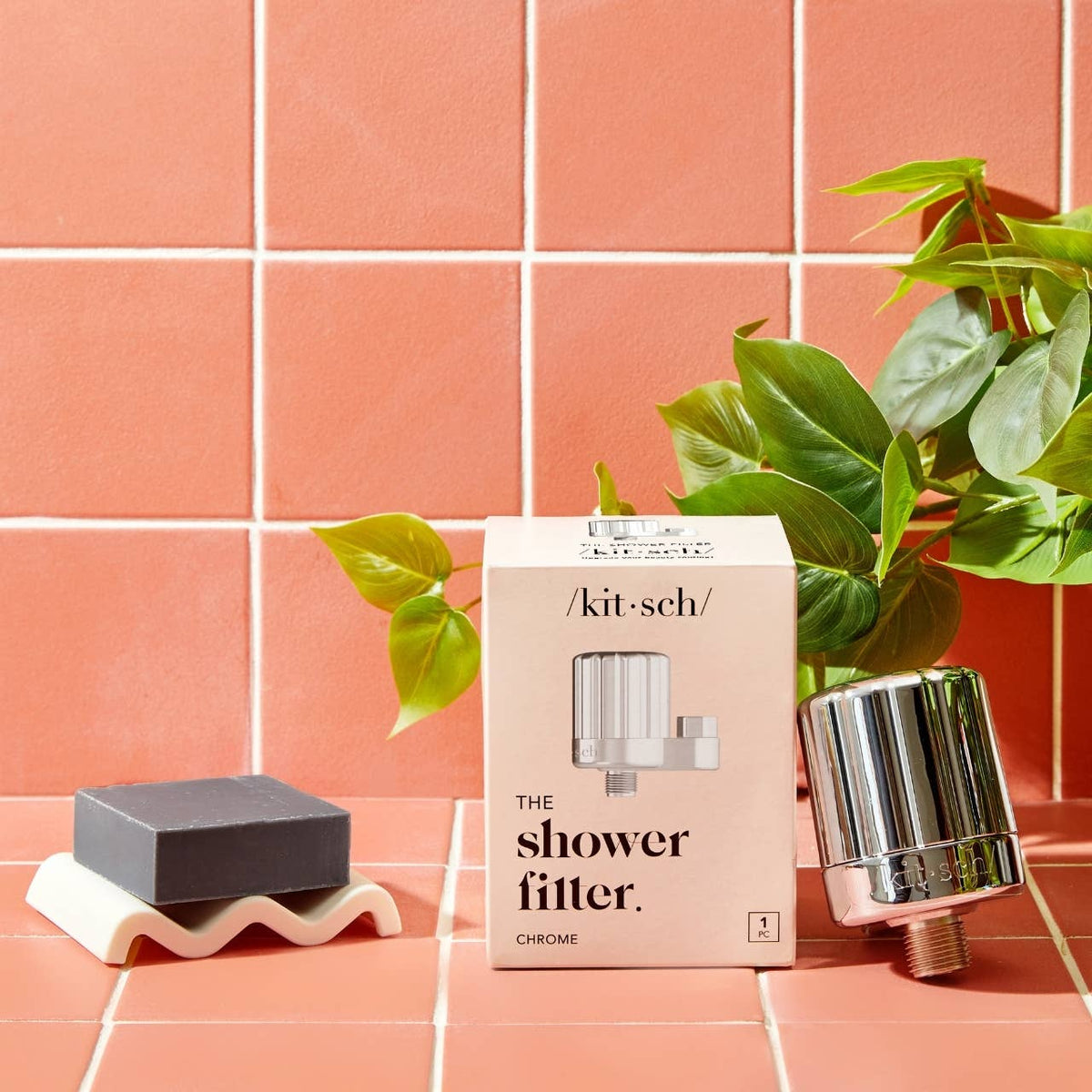 Chrome Shower Filter + Filter Refill SET