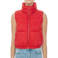 Nylon High Neck Faux Down Puffer Vest