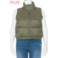 PLUS Nylon High Neck Faux Down Puffer Vest