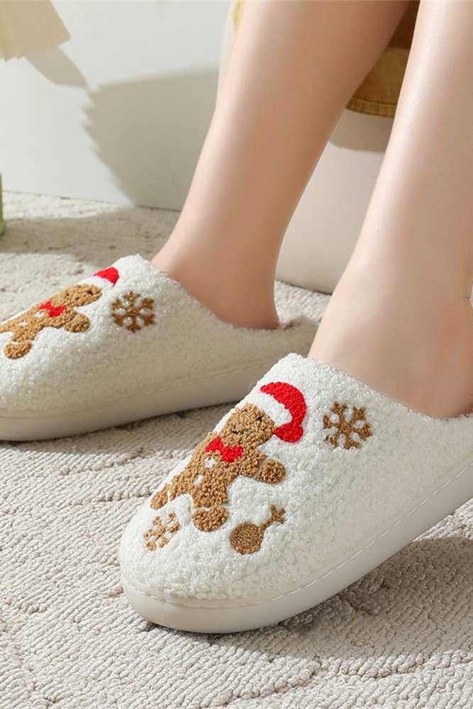 Christmas Gingerbread Man Fleece Slipper ZK2427