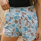 Camouflage Print Shirred High Waist Athleisure Shorts