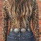 Spring 2026 Leopard Mesh Long Sleeve Mock Neck Top PREORDER