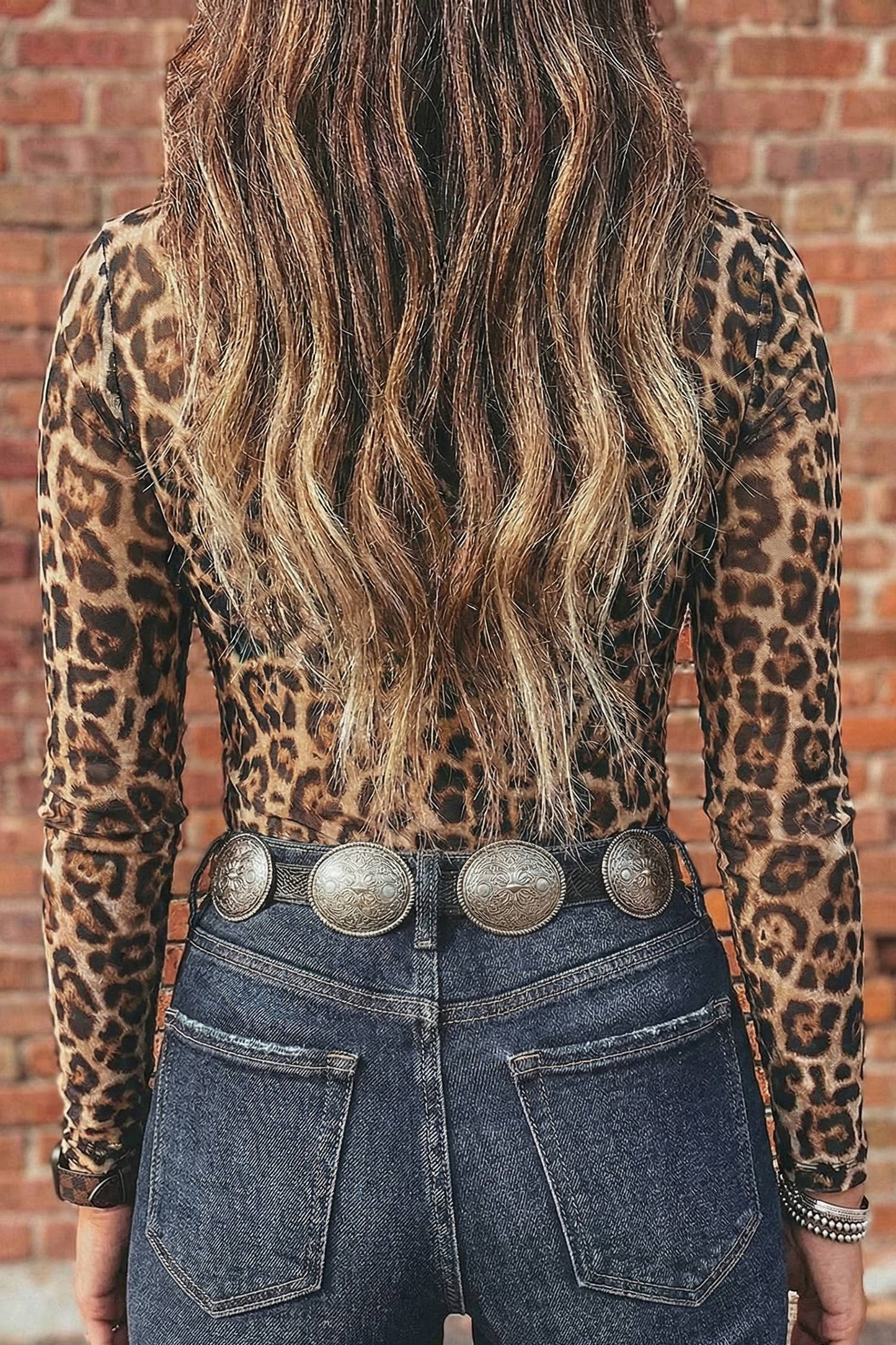 Spring 2026 Leopard Mesh Long Sleeve Mock Neck Top PREORDER