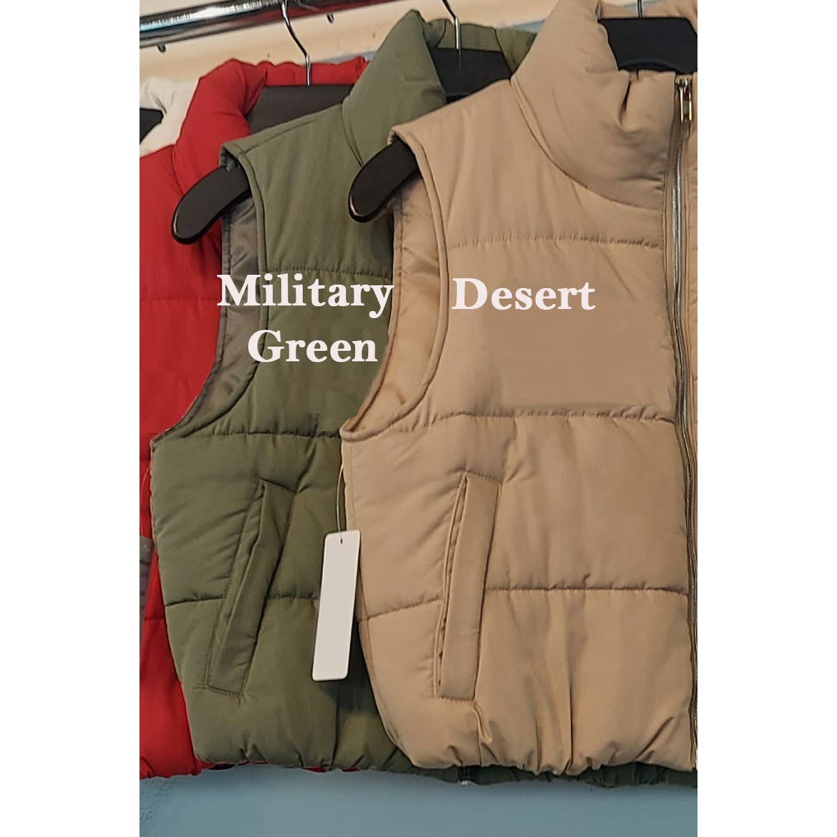 High Neck Zip Up Outerwear Vest-MILITARY GREEN