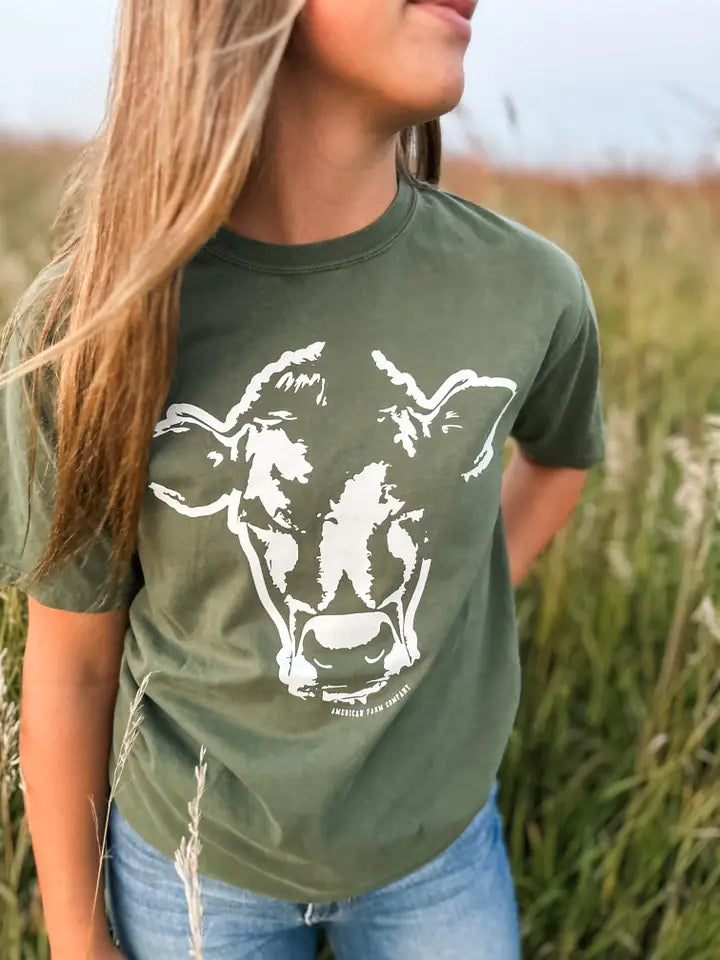 Green Cow Water Color Farm Tee