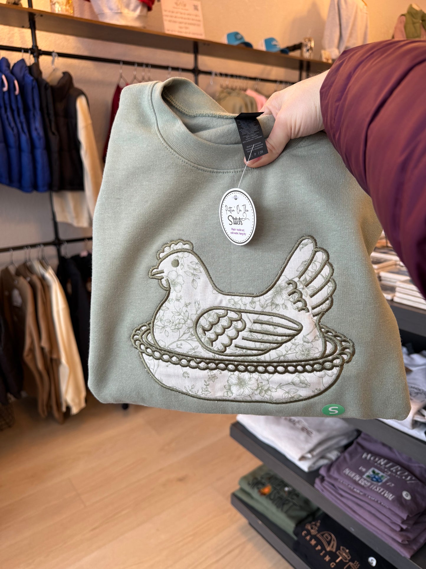 Nesting Hen Sweatshirt - Sage Green