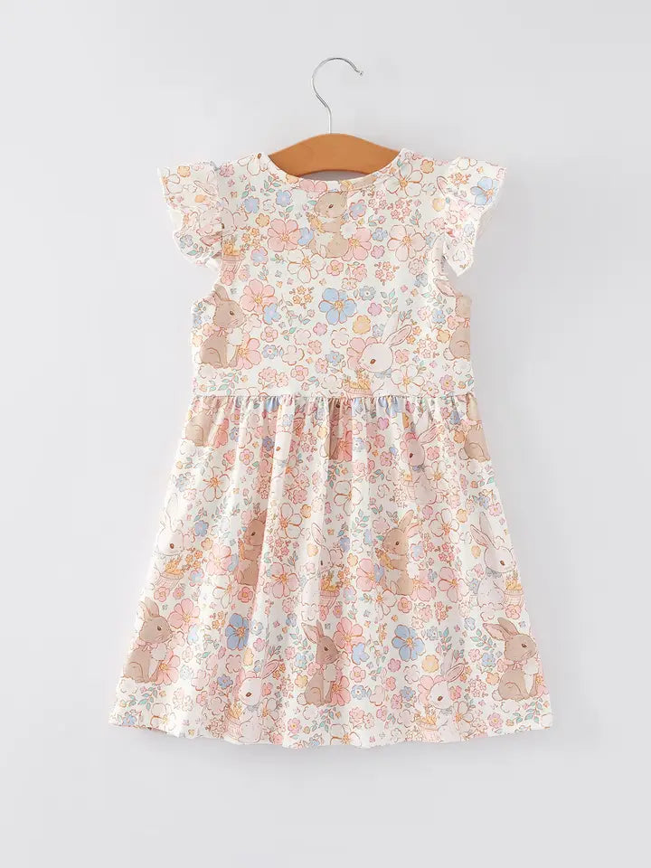 Easter Bunny Floral Girls Dress