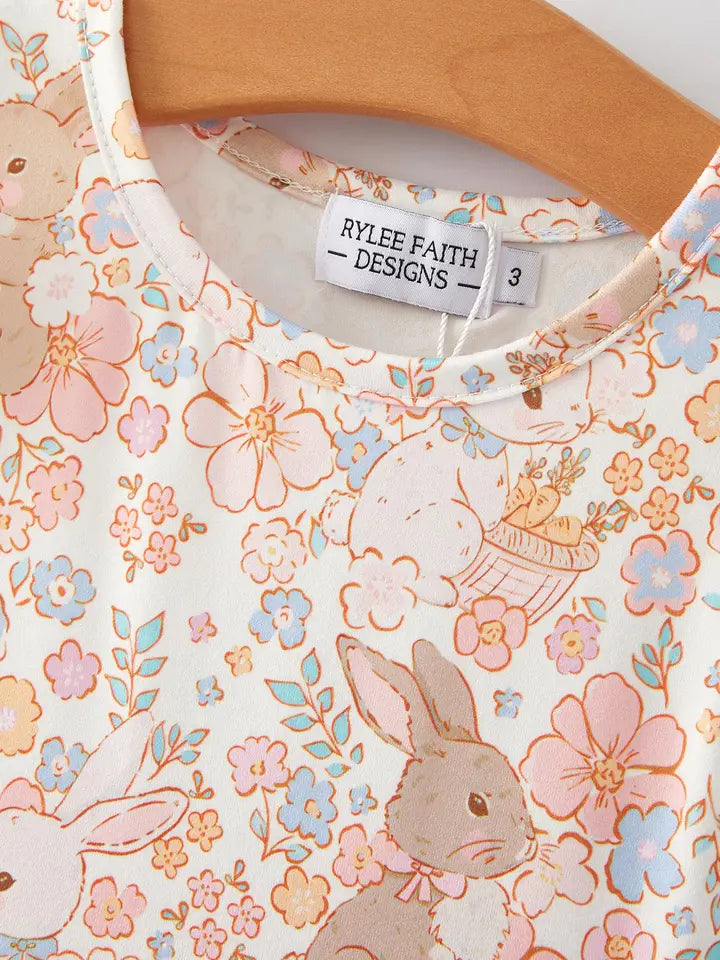 Easter Bunny Floral Girls Dress