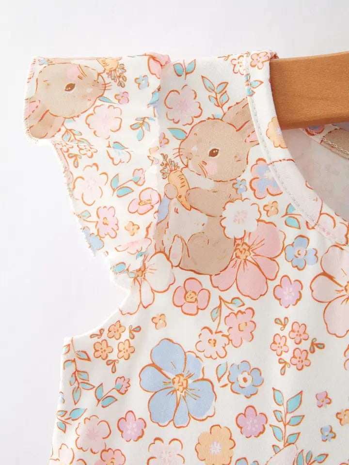 Easter Bunny Floral Girls Dress