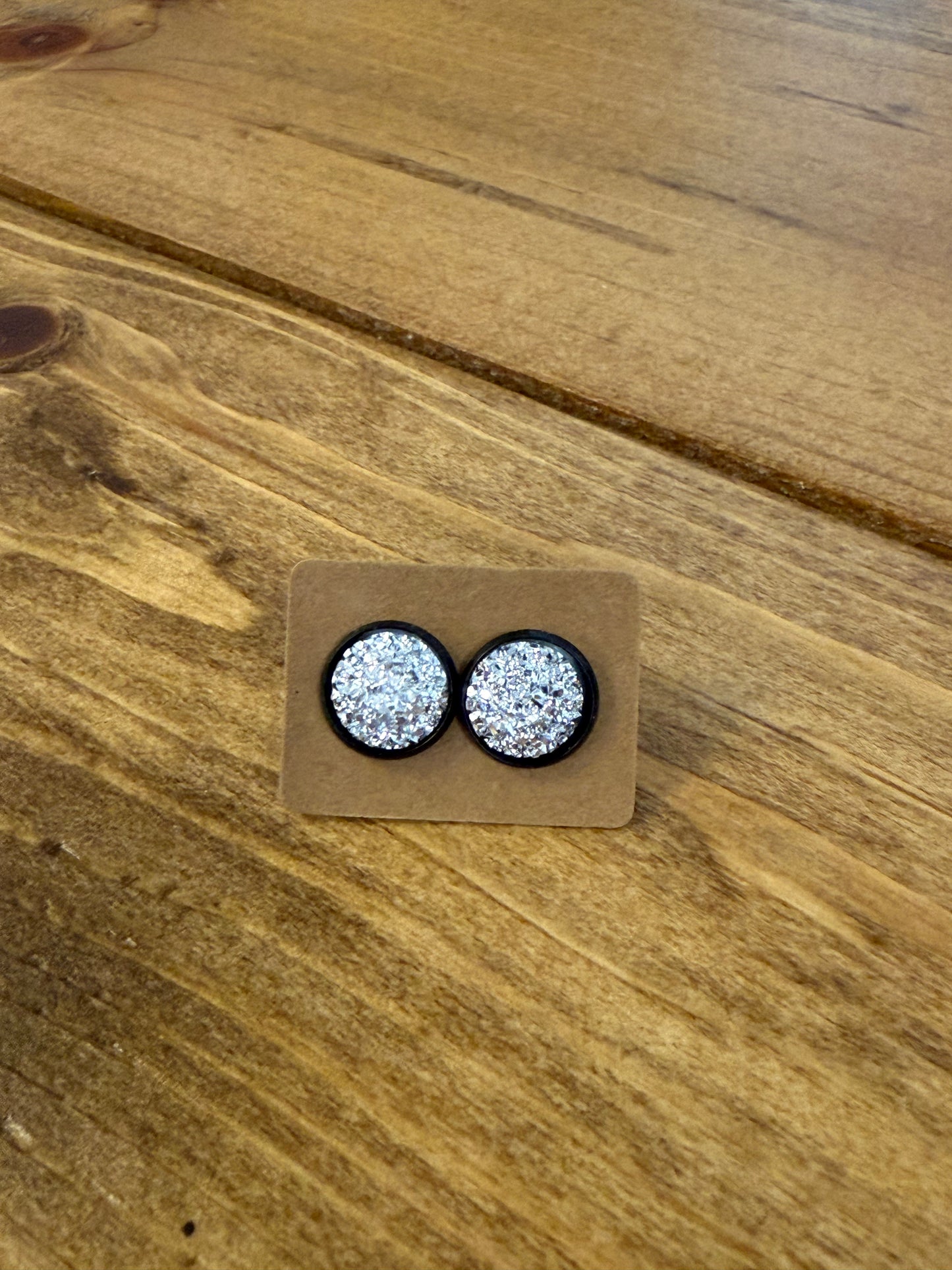 Black & Silver Druzy Studs