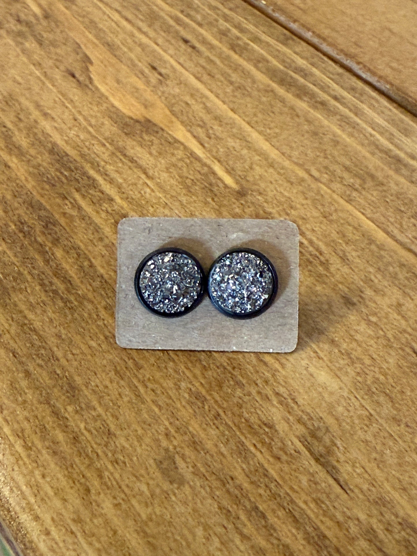 Black & Silver Druzy Studs