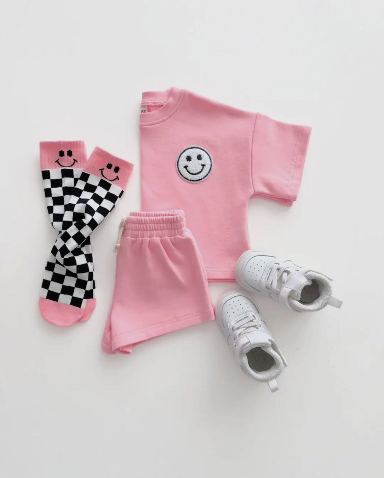 Oversized Retro/Smiley Top & Shorts Set