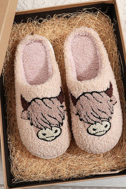 Western Bull Knit Plush Slippers ZK923