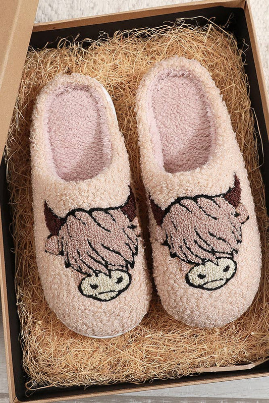 Western Bull Knit Plush Slippers ZK923