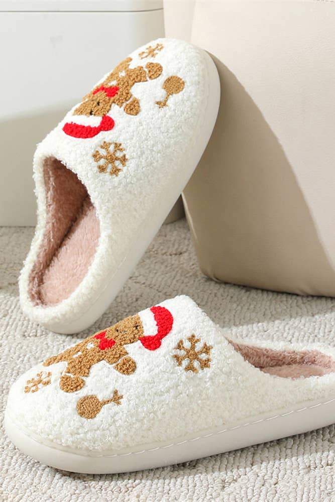 Christmas Gingerbread Man Fleece Slipper ZK2427