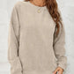 Corduroy Sweater Casual Round Neck Pullover Long Sleeved Top