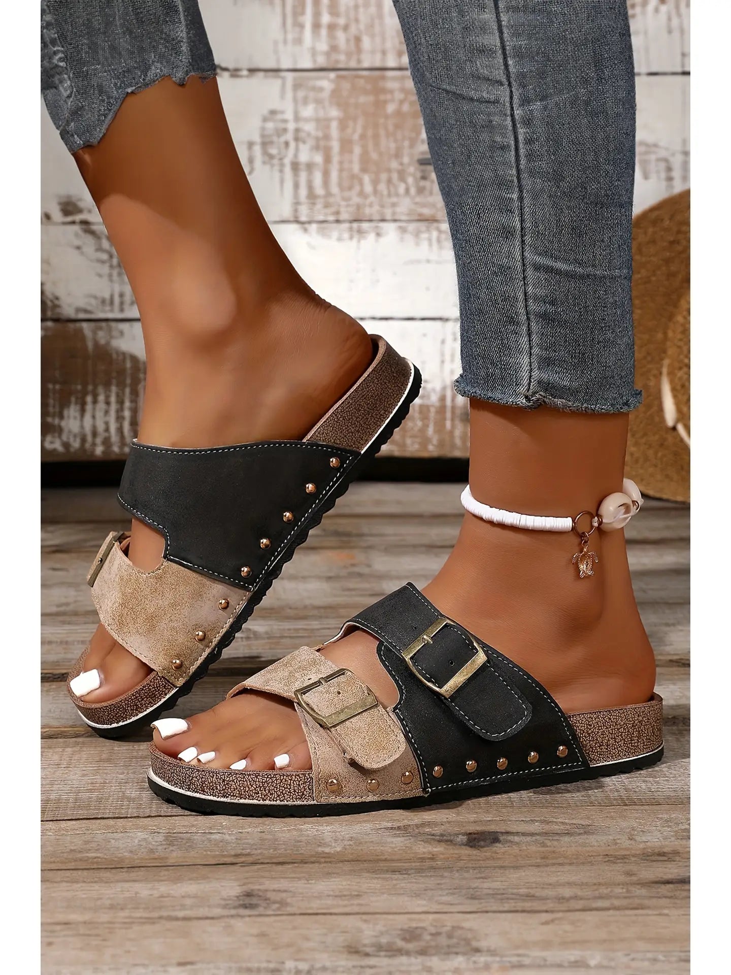 Western Suede Rivet Leather Slip-on Shoes