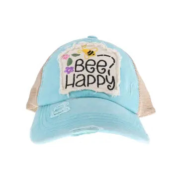 Embroidered Bee Happy Patch C.C High Pony Criss Cross Ball C - Mom Version