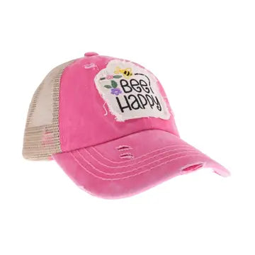 C.C. Kids Bee Happy Ponytail Cap