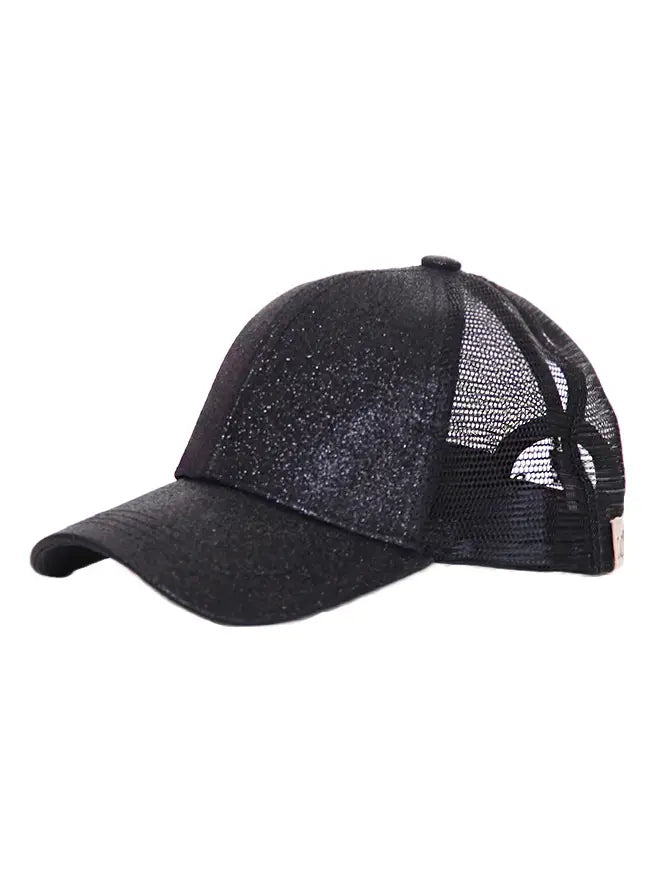 C.C. Kids Glitter Fabric with Mesh Pony Cap