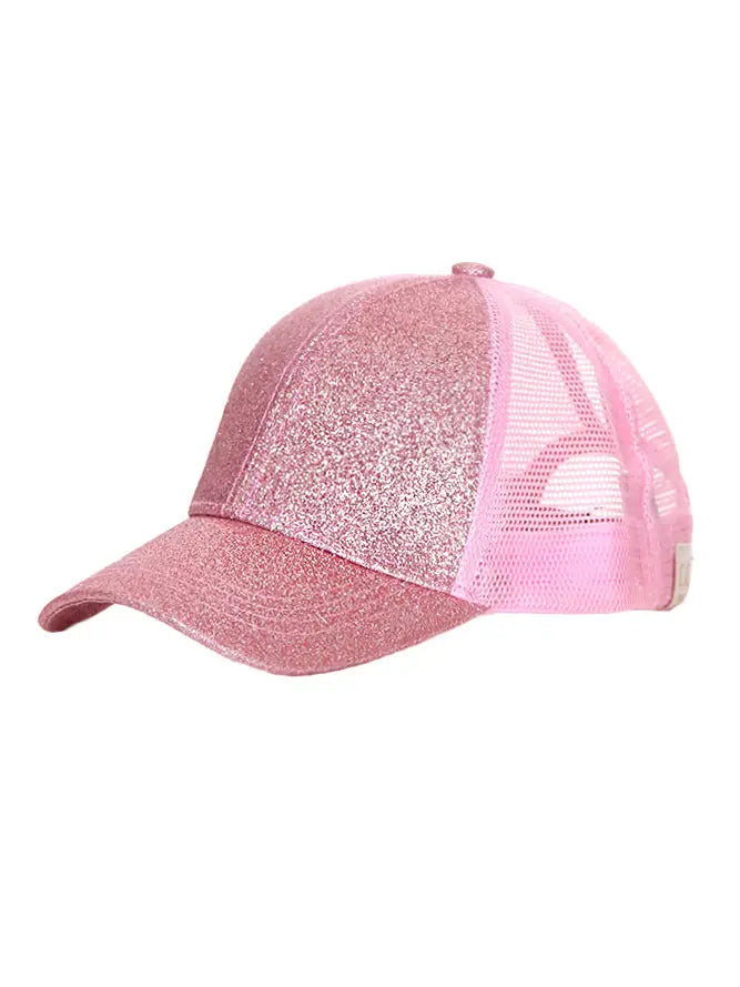 C.C. Kids Glitter Fabric with Mesh Pony Cap