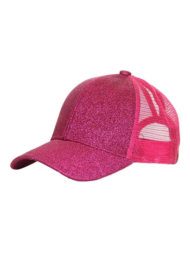 C.C. Kids Glitter Fabric with Mesh Pony Cap