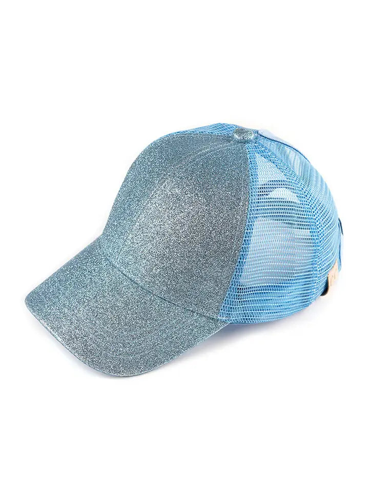 C.C. Kids Glitter Fabric with Mesh Pony Cap