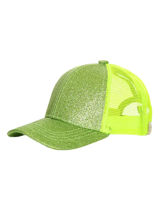 C.C. Kids Glitter Fabric with Mesh Pony Cap