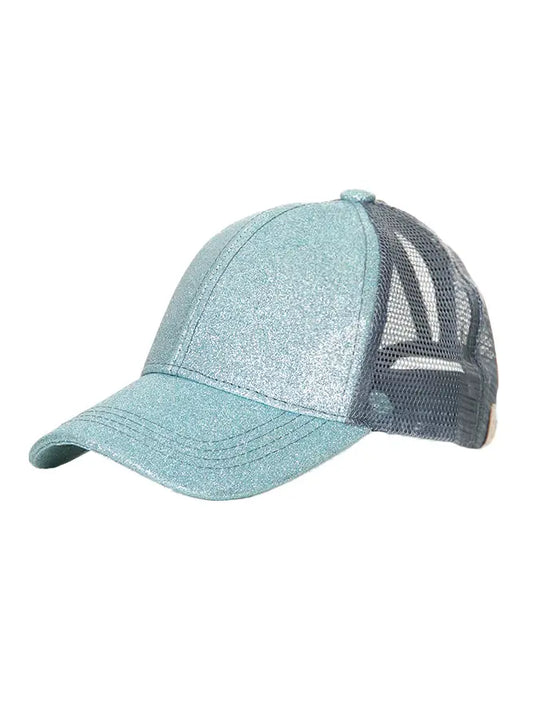 C.C. Kids Glitter Fabric with Mesh Pony Cap