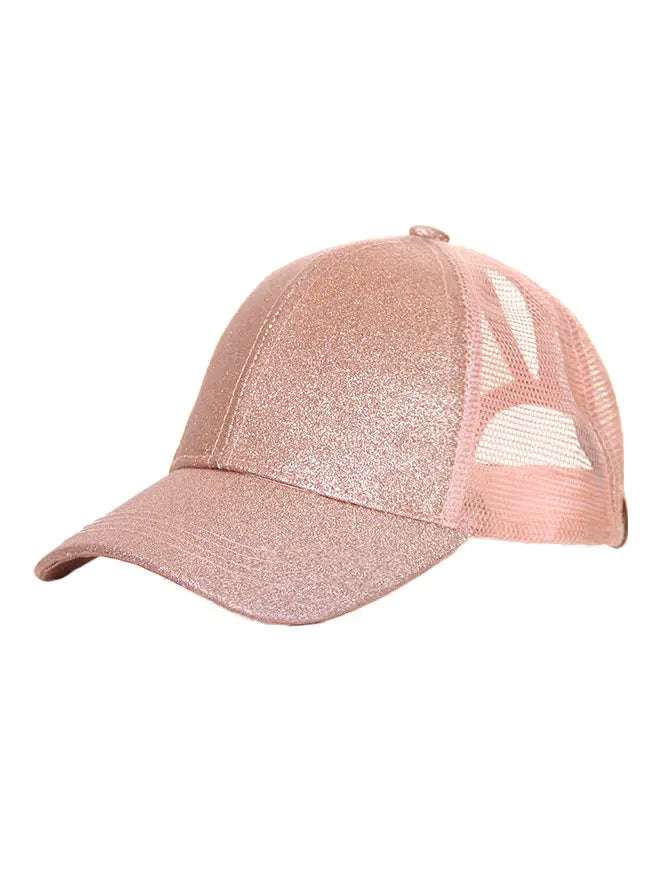 C.C. Kids Glitter Fabric with Mesh Pony Cap