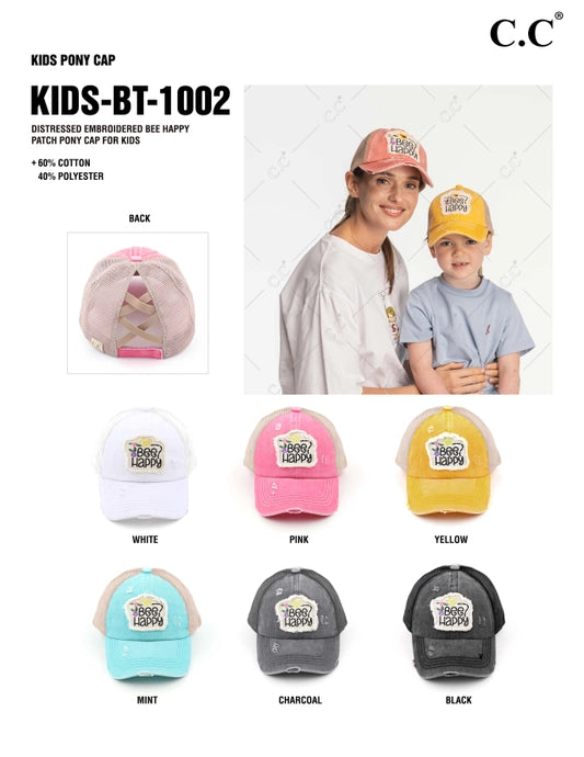 C.C. Kids Bee Happy Ponytail Cap