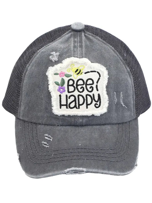 C.C. Kids Bee Happy Ponytail Cap