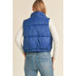 Nylon High Neck Faux Down Puffer Vest