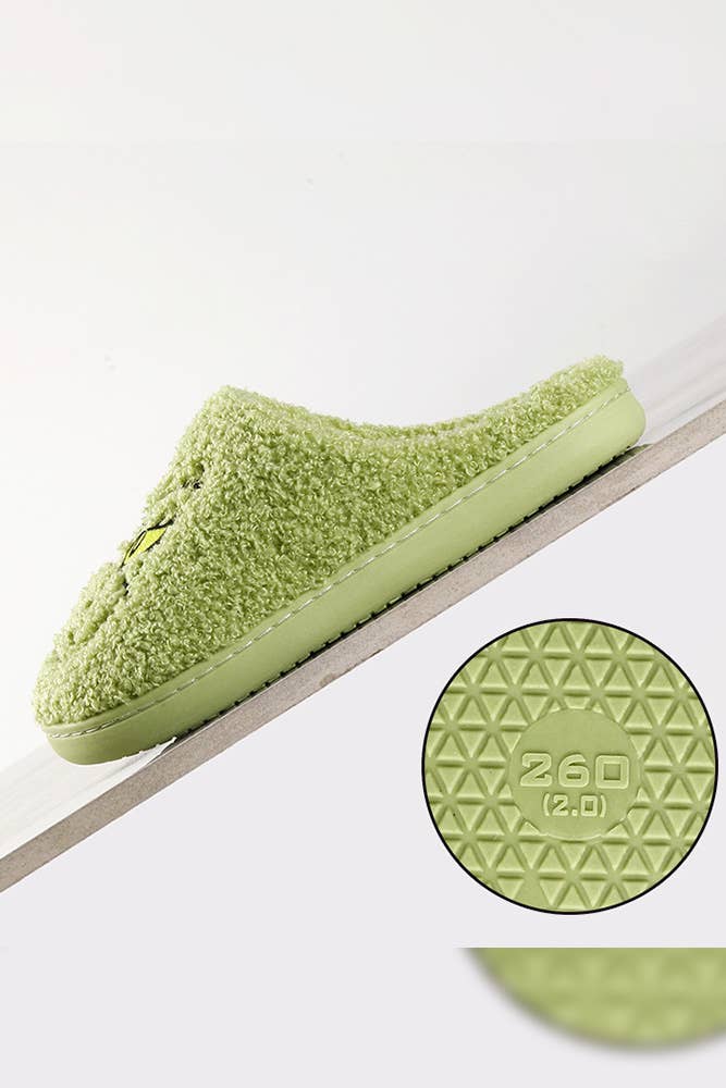 Green XMAS Grinch Fleece Slippers