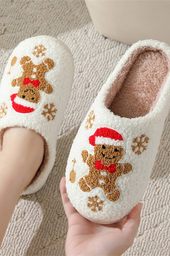 Christmas Gingerbread Man Fleece Slipper ZK2427