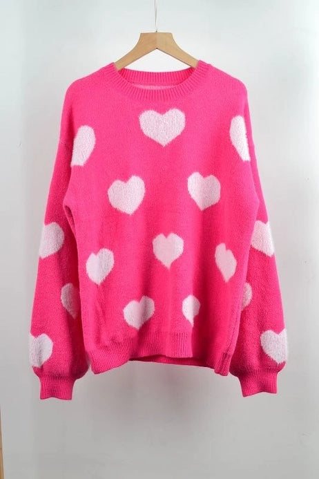 Pink All Over Hearts Sweater