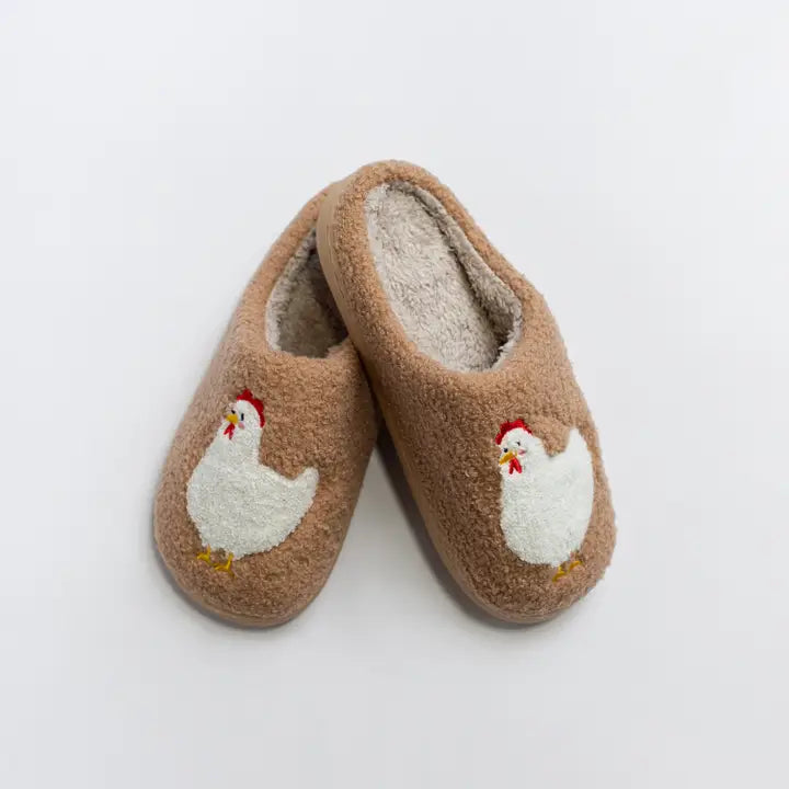 Brown Chicken Slippers - Adult