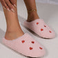 Heart Embroidered Plush Slippers