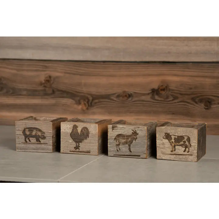 Reclaimed Wood Mini Farm Animal Planter Boxes