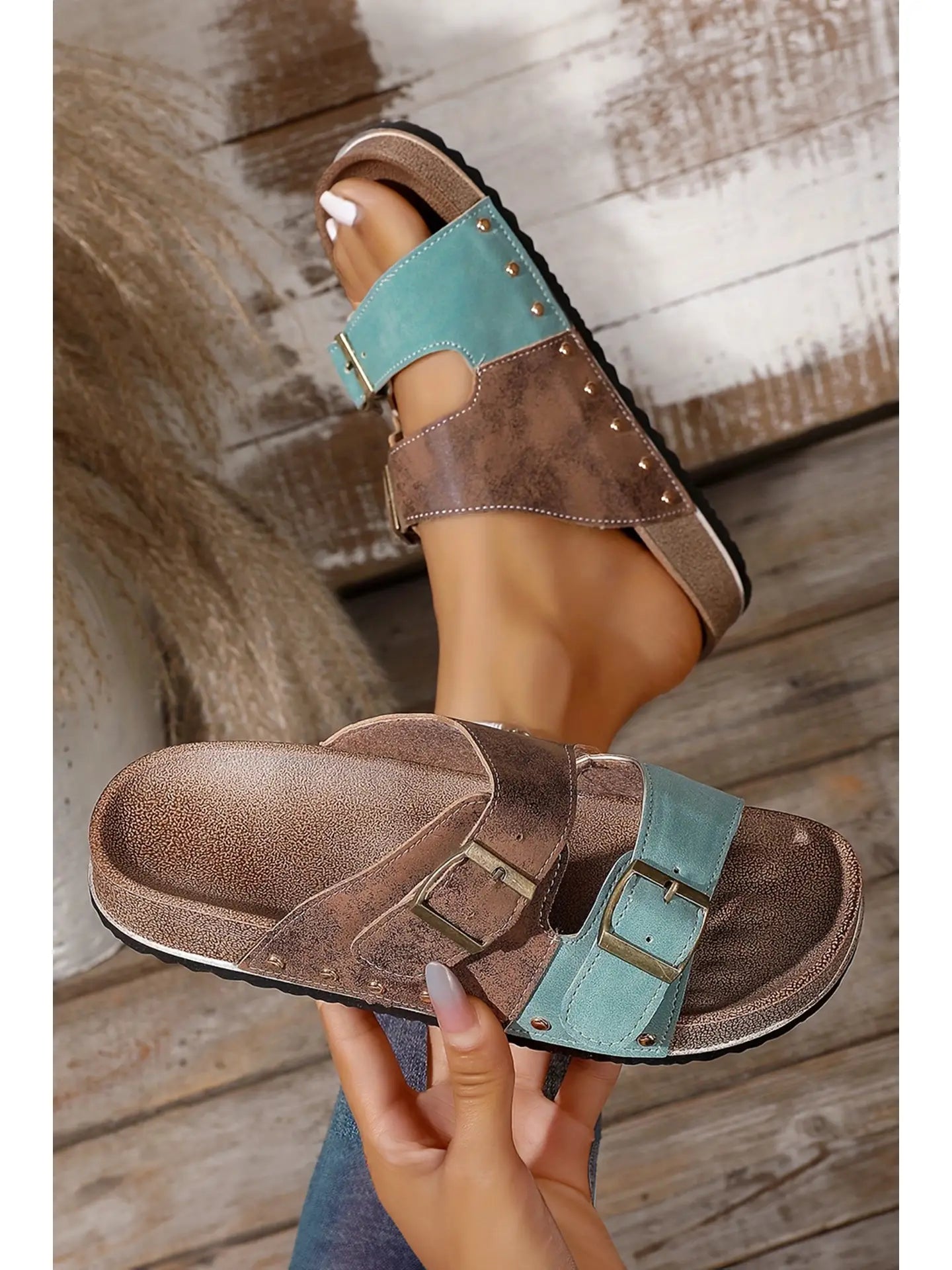 Western Suede Rivet Leather Slip-on Shoes